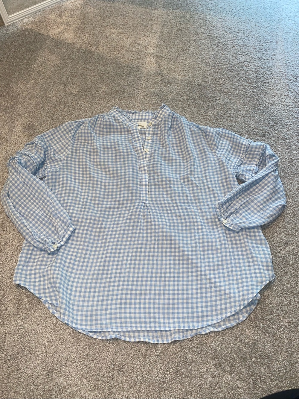 Trovata Birdes of Paradis Gingham Blue Blouse - Picture 2 of 7